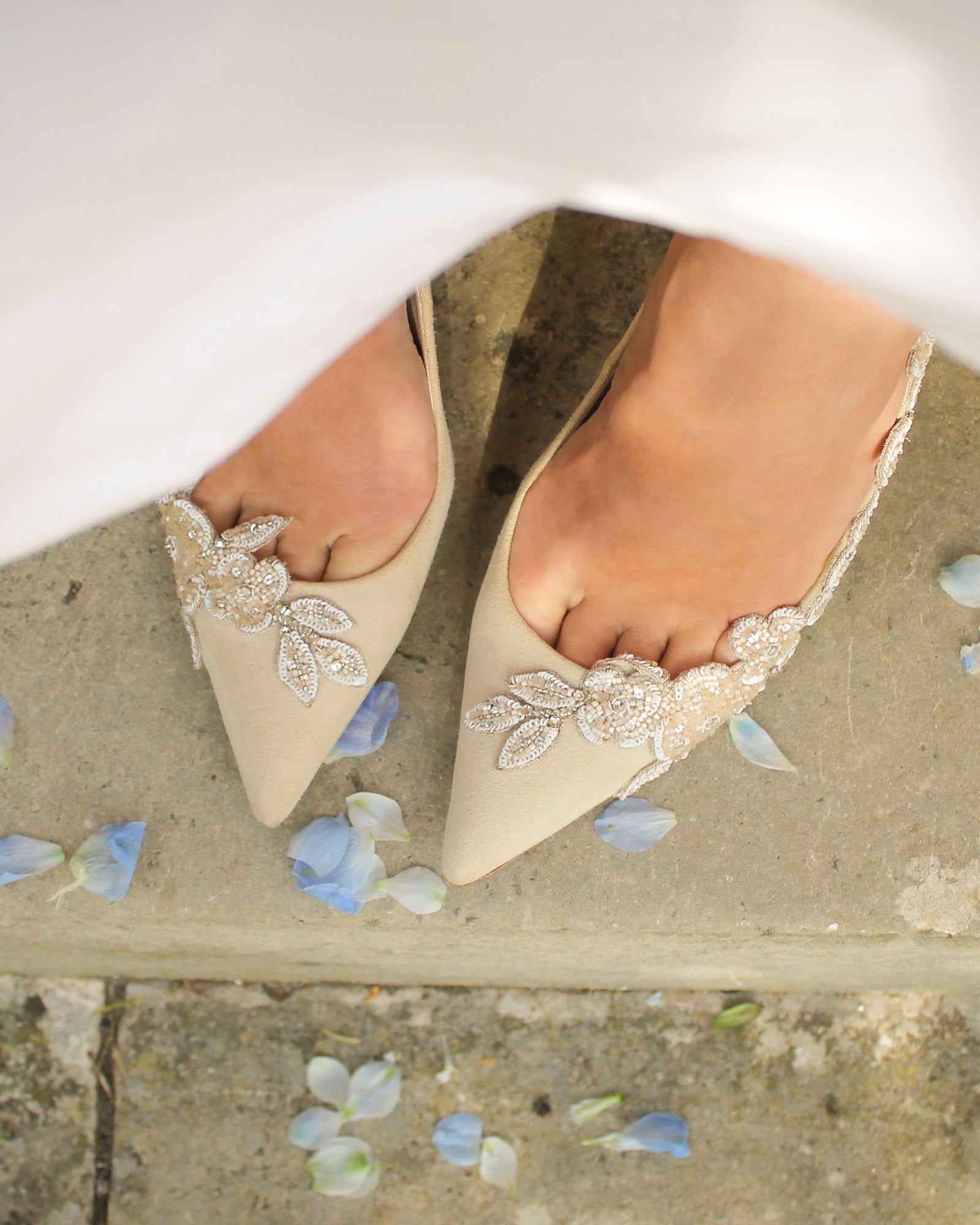 Isadora Blush Mid Bridal Shoe Floral Embellished Nude Shoes  image