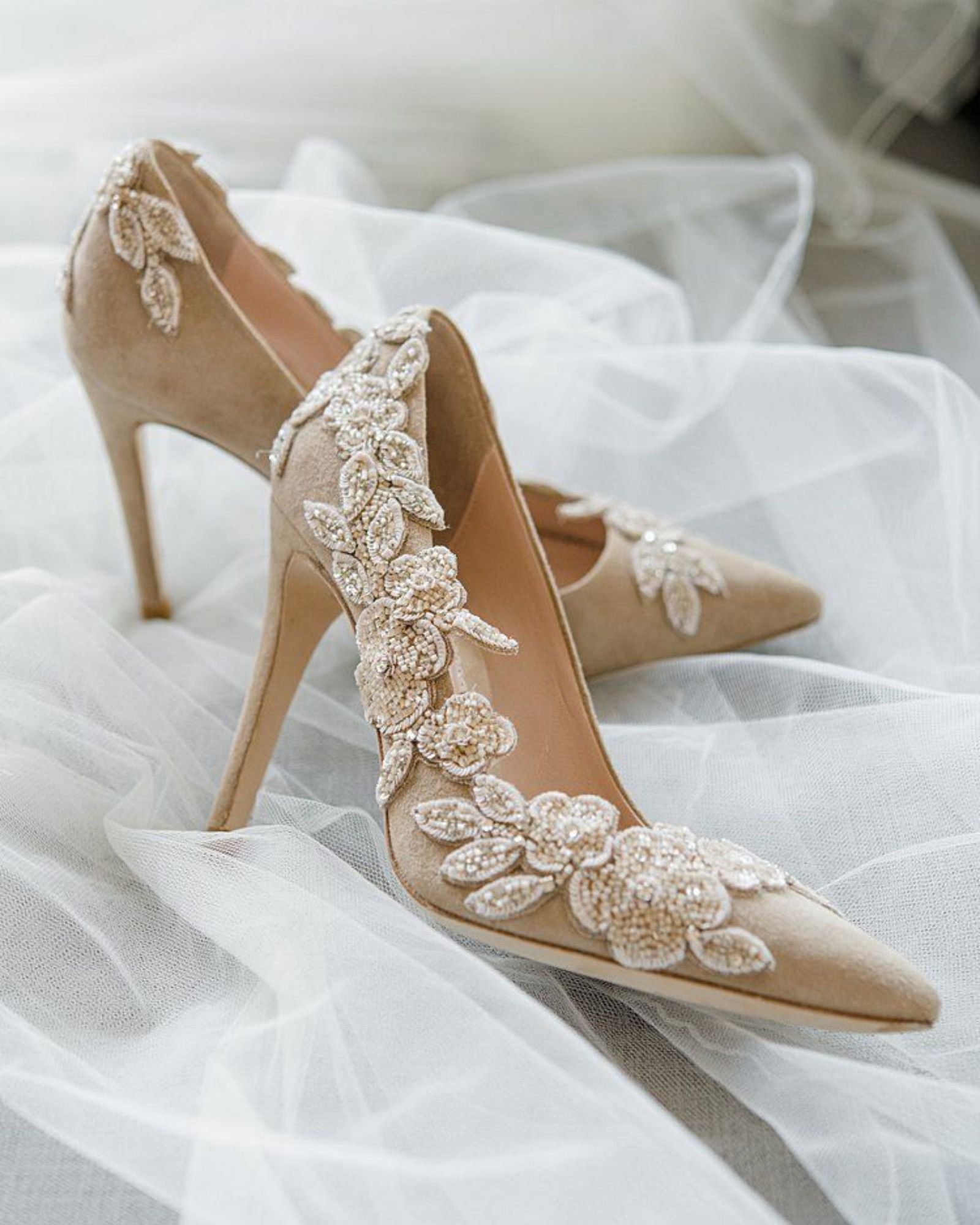 Isadora High Heel Bridal Shoe Floral Embellished Blush Shoes  image