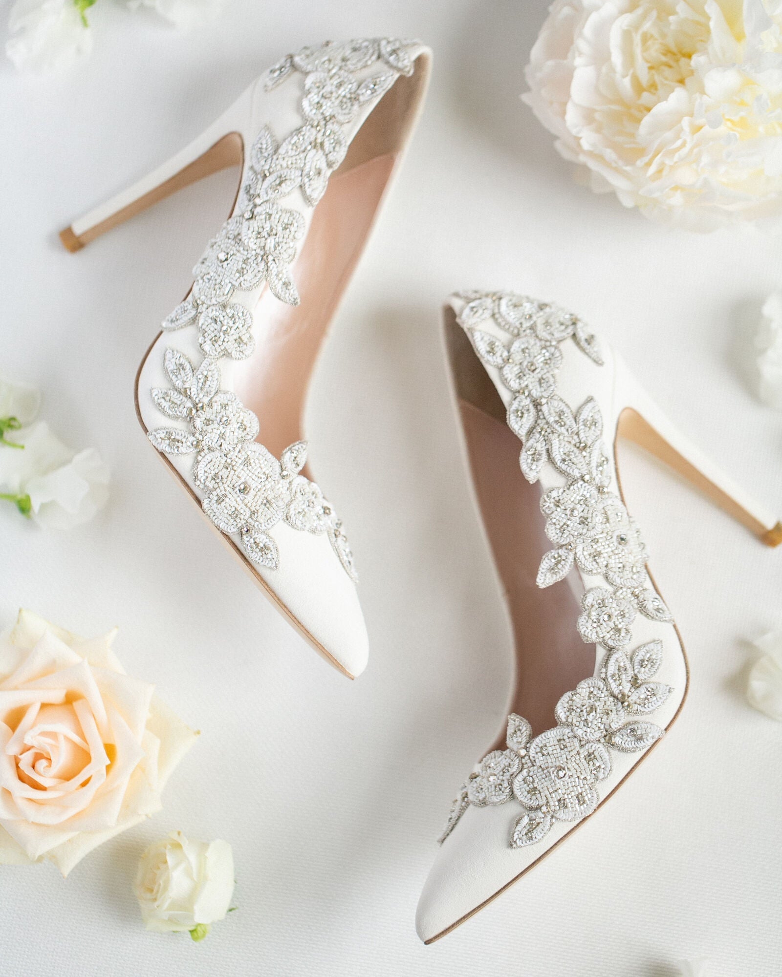 Isadora High Heel Bridal Shoe Floral Embellished Ivory Shoes  image