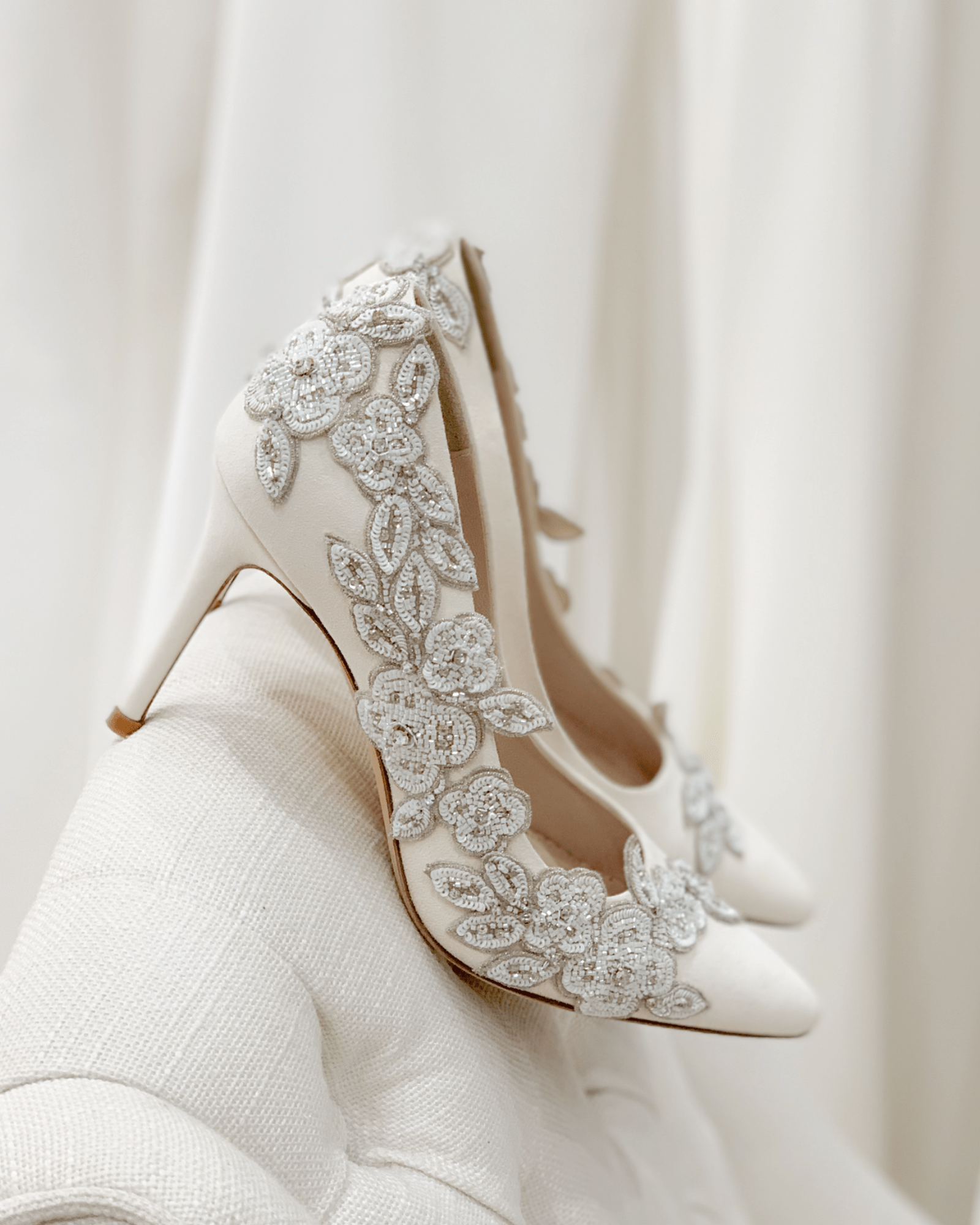 Isadora Mid Heel Bridal Shoe Floral Embellished Ivory Shoes  image