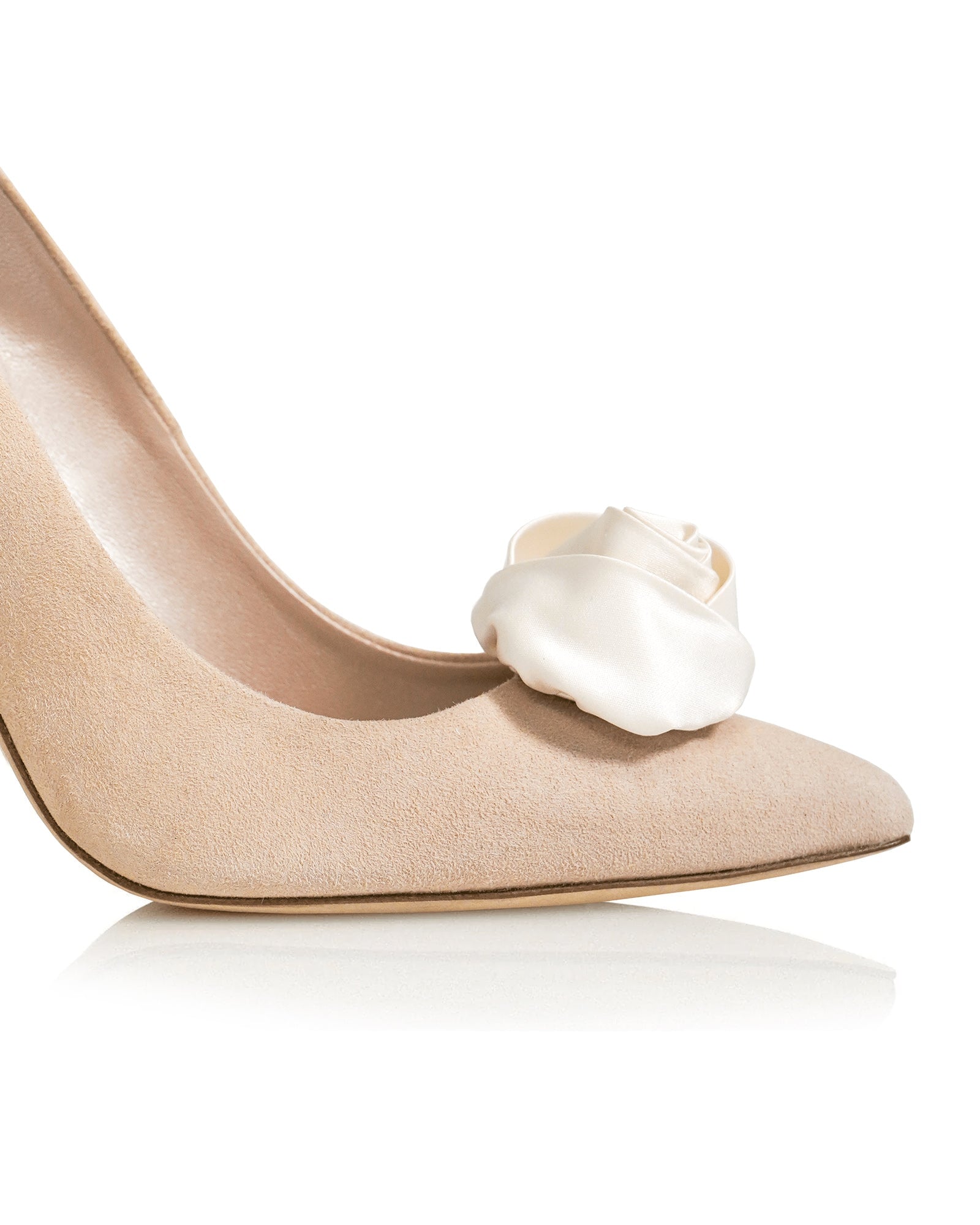 Ivory Ruched Rose Shoe Clips Shoe Clip Duchess Satin Rose Shoe Clips  image