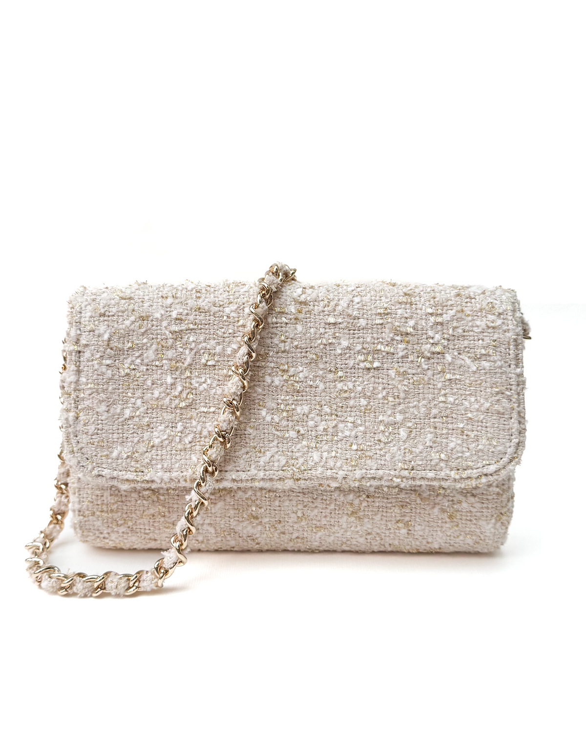 Natasha Cream Tweed Clutch Bag Emmy London