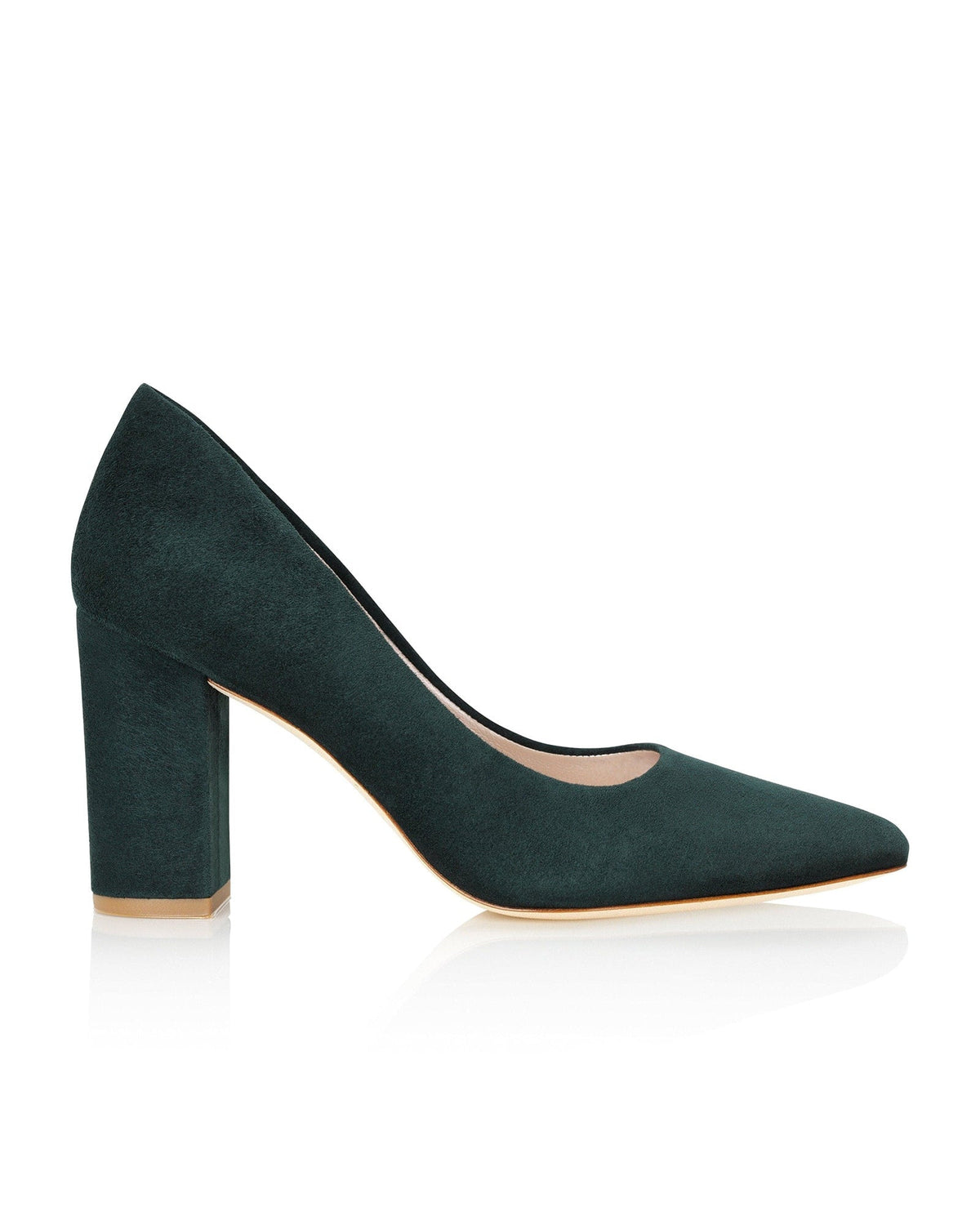 Josie Greenery Suede Mid Block Heel Emmy London