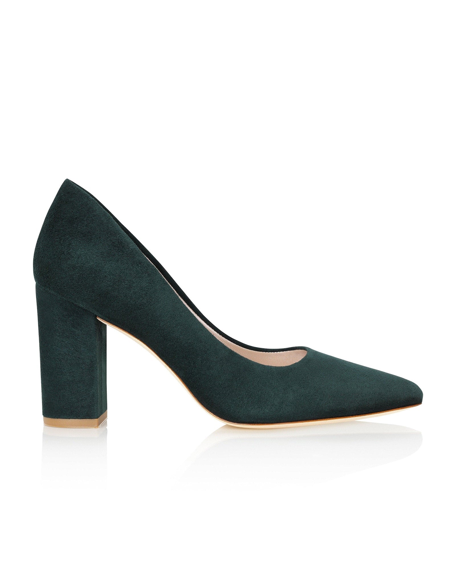 Josie Greenery Fashion Shoe Green Block Heel Pointed Court Shoe  image