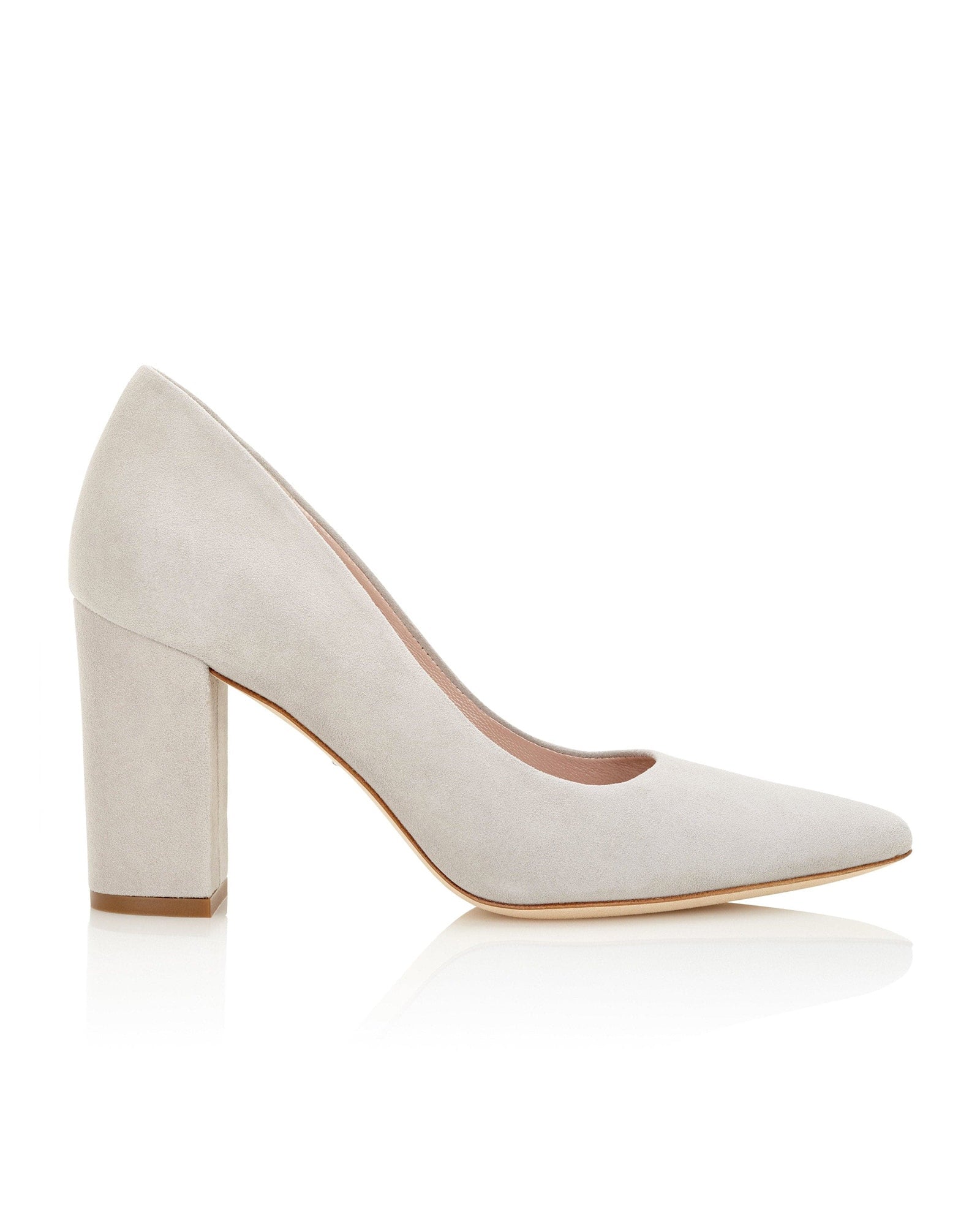 Josie Vapour Fashion Shoe Grey Block Heel Court Shoe  image