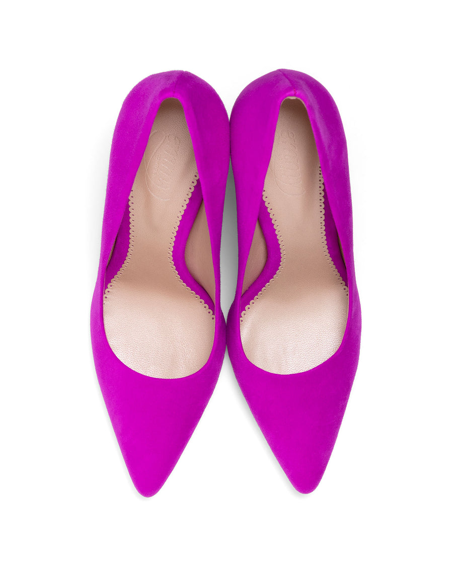 Magenta Pink Block Heel Court Shoes Over head image