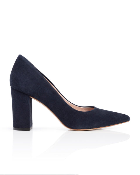 Josie Navy Suede Mid Block Heel Emmy London