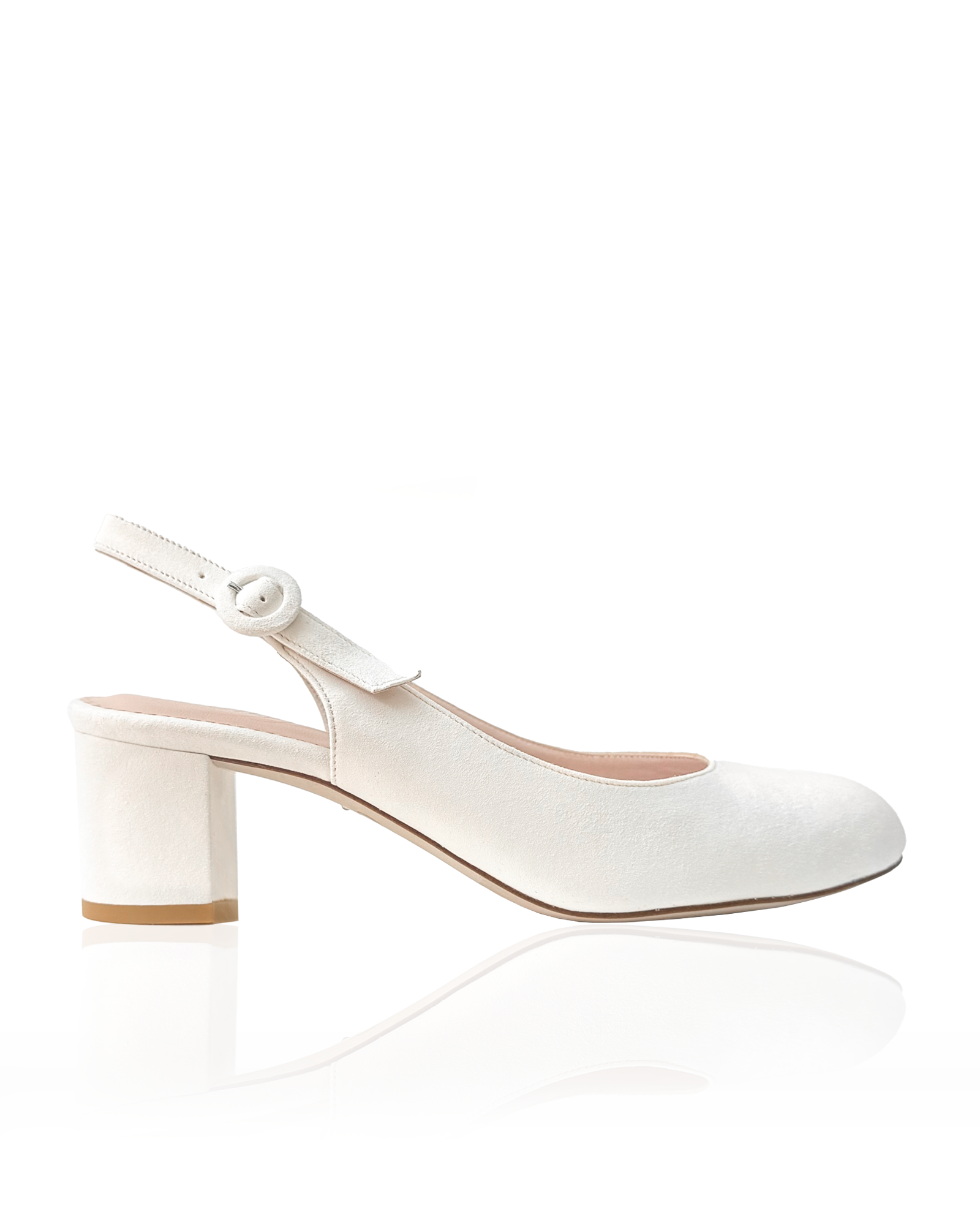 Katie Sling Back Ivory Suede Low Block Heel Emmy London