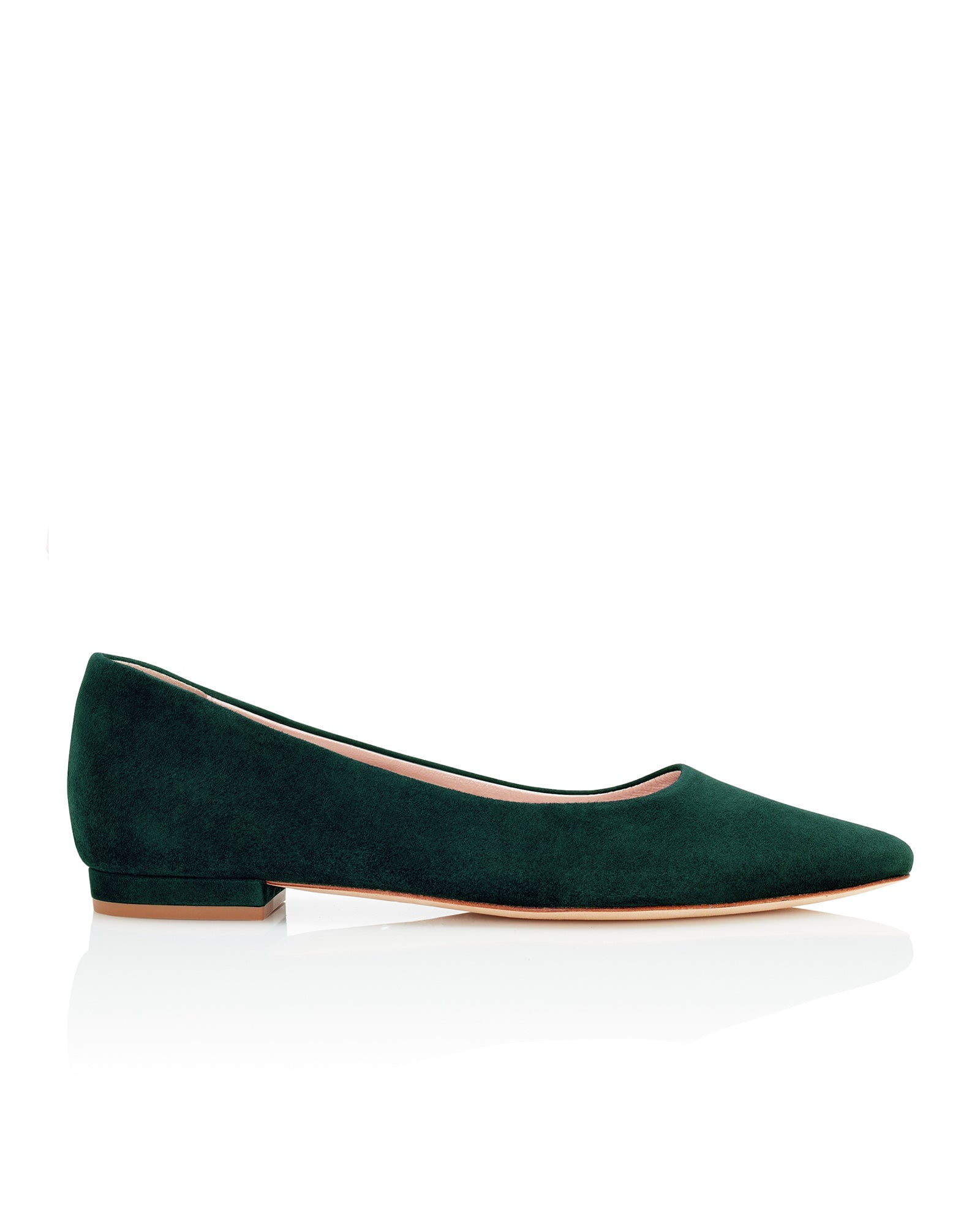 Lulu Greenery Fashion Shoe Green Suede Pointed Flat  image