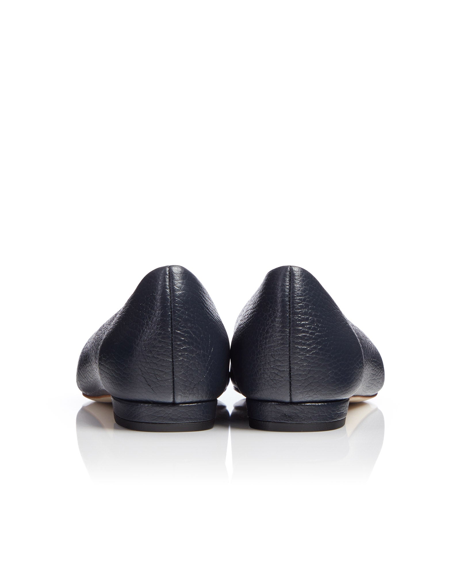 Lulu Textured Dark Navy Leather Fashion Shoe Flat Court Shoe  image