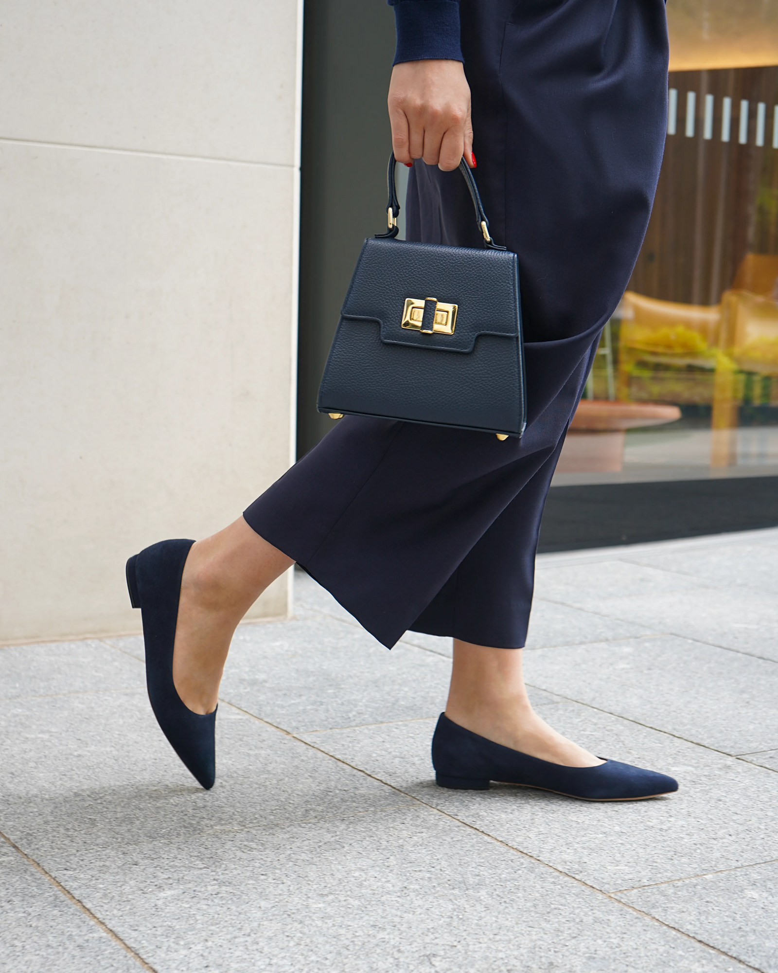 Mabel Dark Navy Textured Leather image