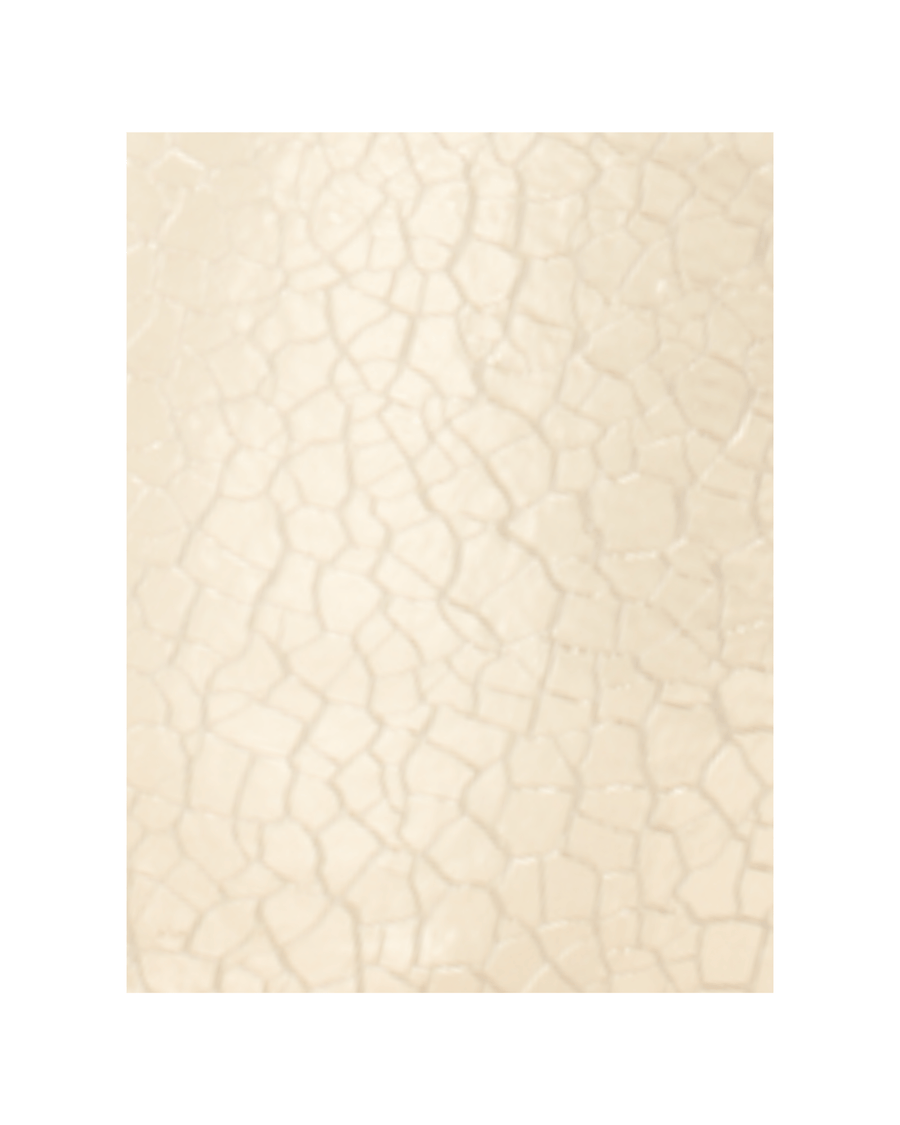 The image shows a close-up of a textured surface in a light beige color. The background is plain, emphasizing the intricate crackle pattern. There are no shoes or heels visible in this image. image