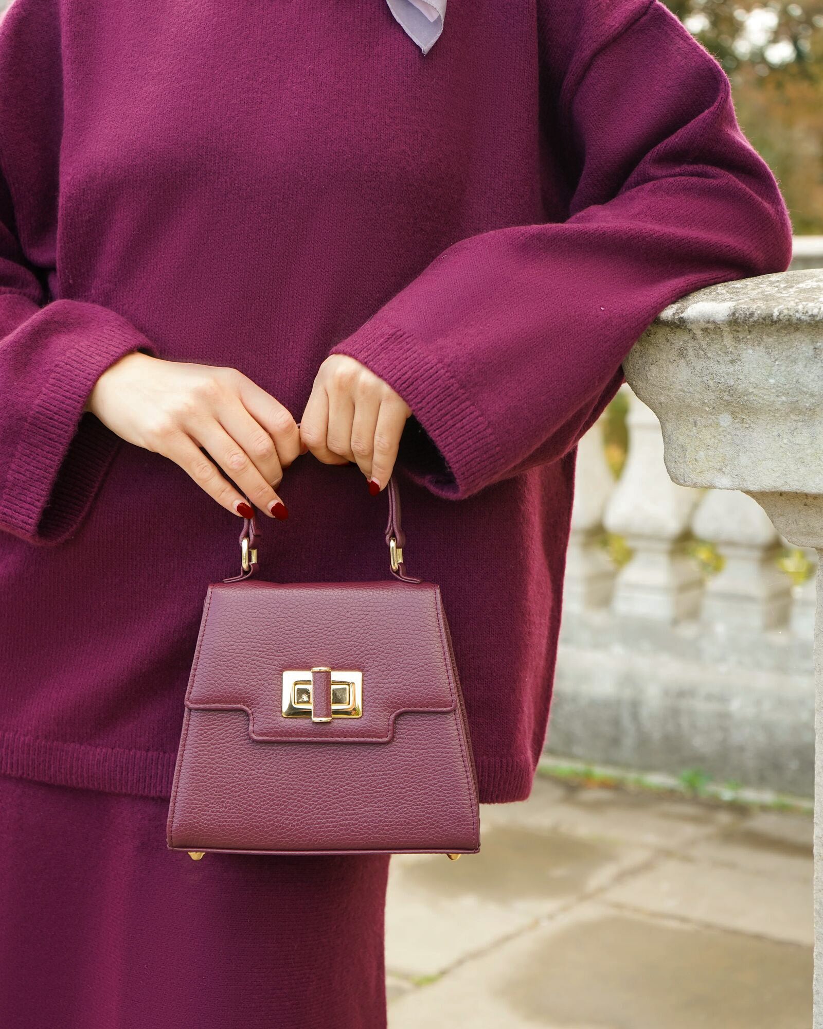 Emmy London | Mabel Bag | Bordeaux Red Textured Leather Handbag | Luxury Leather Purse Emmy London | Mabel Bag | Bordeaux Red Textured Leather Handbag | Luxury Leather Purse