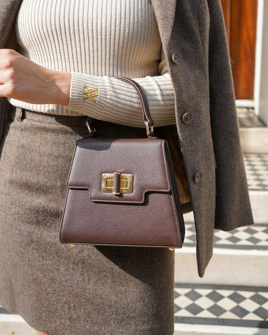 Mabel Chocolate Textured Leather image