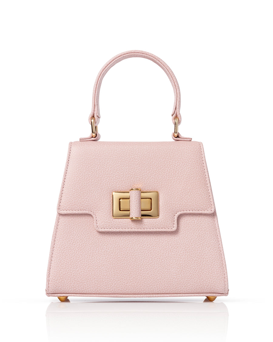 Pink Leather Handbag With Gold Fastening image