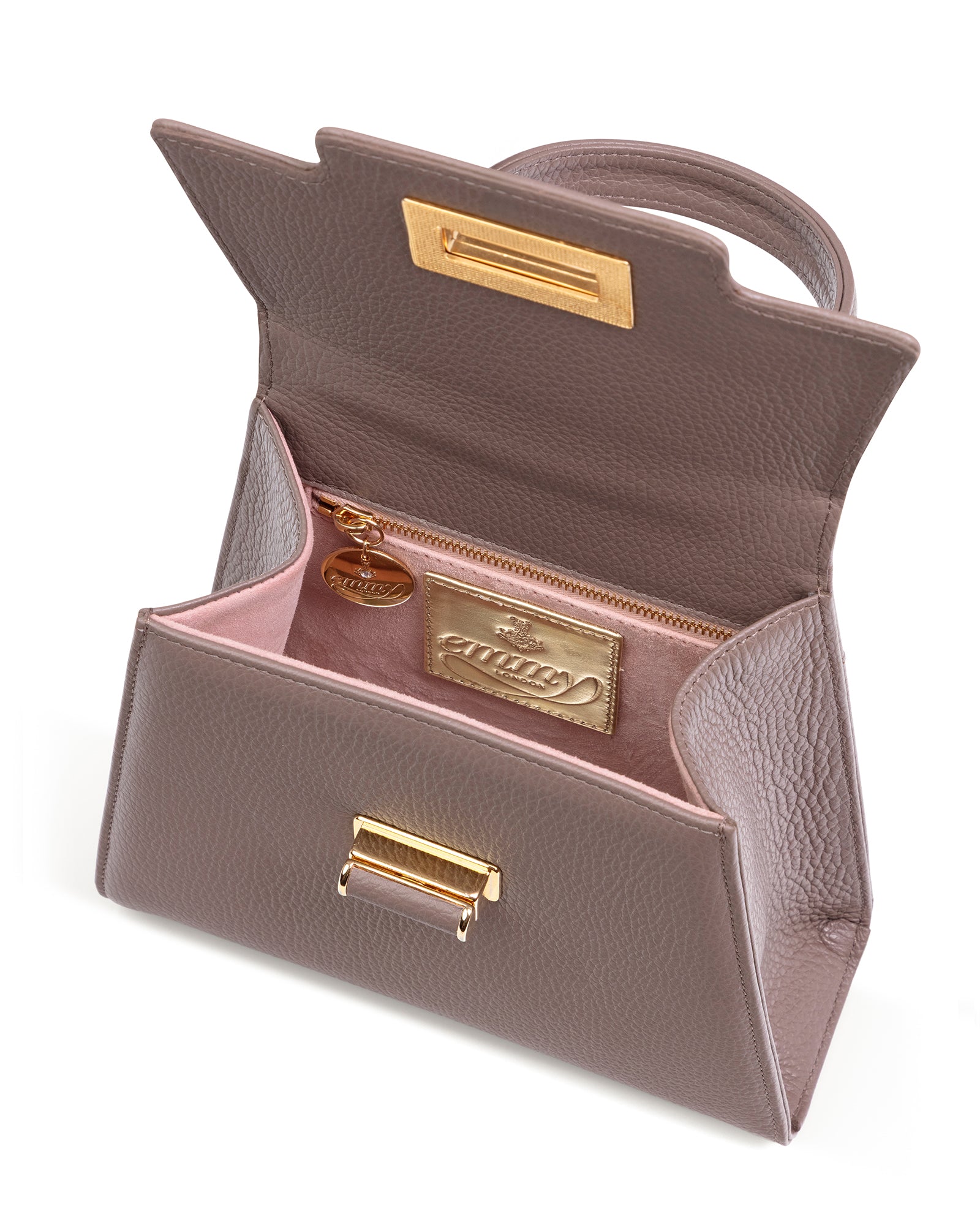 Interior of taupe handbag image