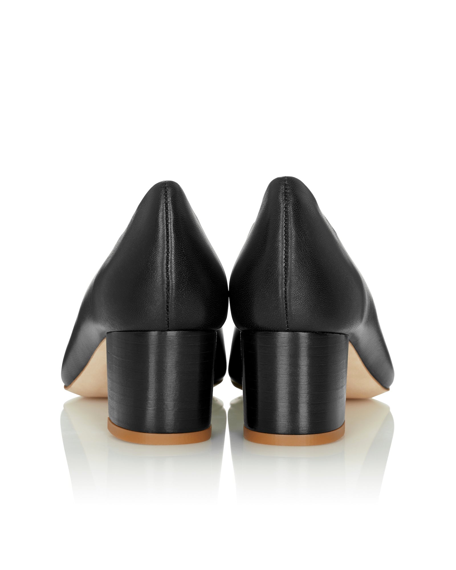 Mia Kitten Black Leather Fashion Shoe Block Heel Court Shoe  image