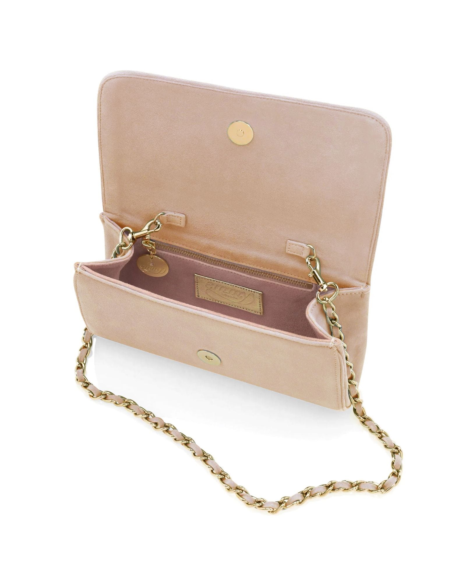 Natasha Blush Suede Clutch Bag Emmy London