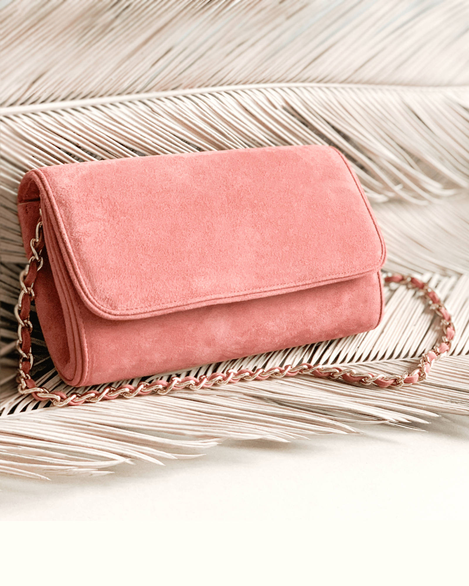 Light pink sales suede clutch bag