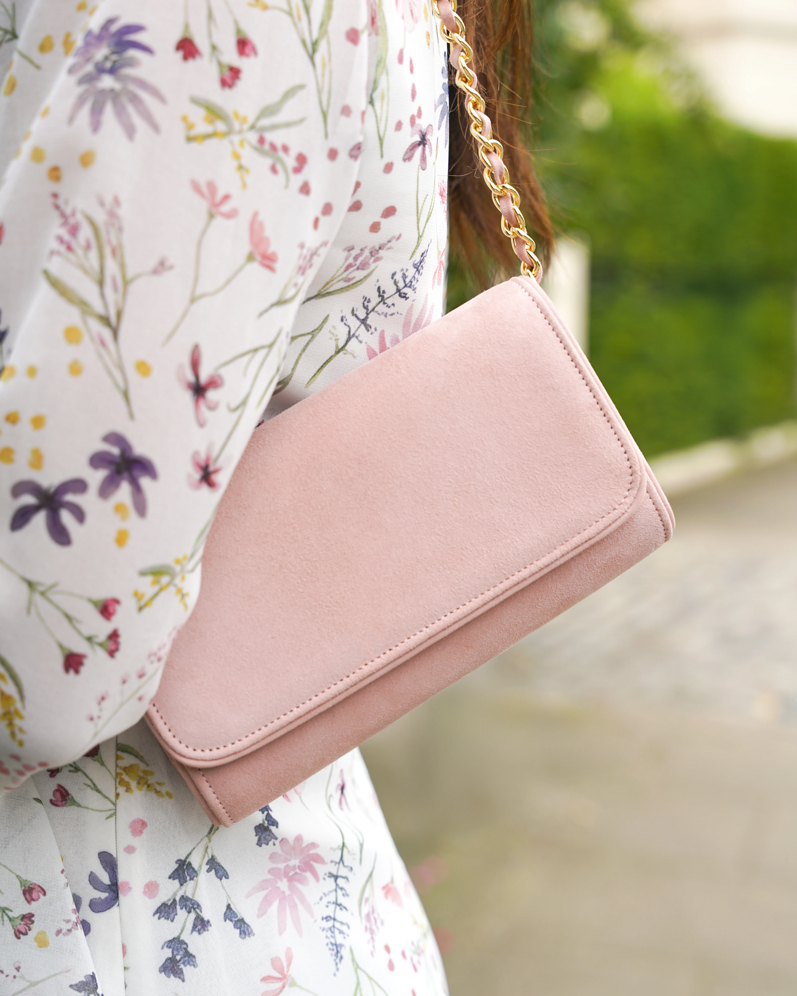 Natasha Misty Rose Suede Clutch Bag Emmy London - Main Image