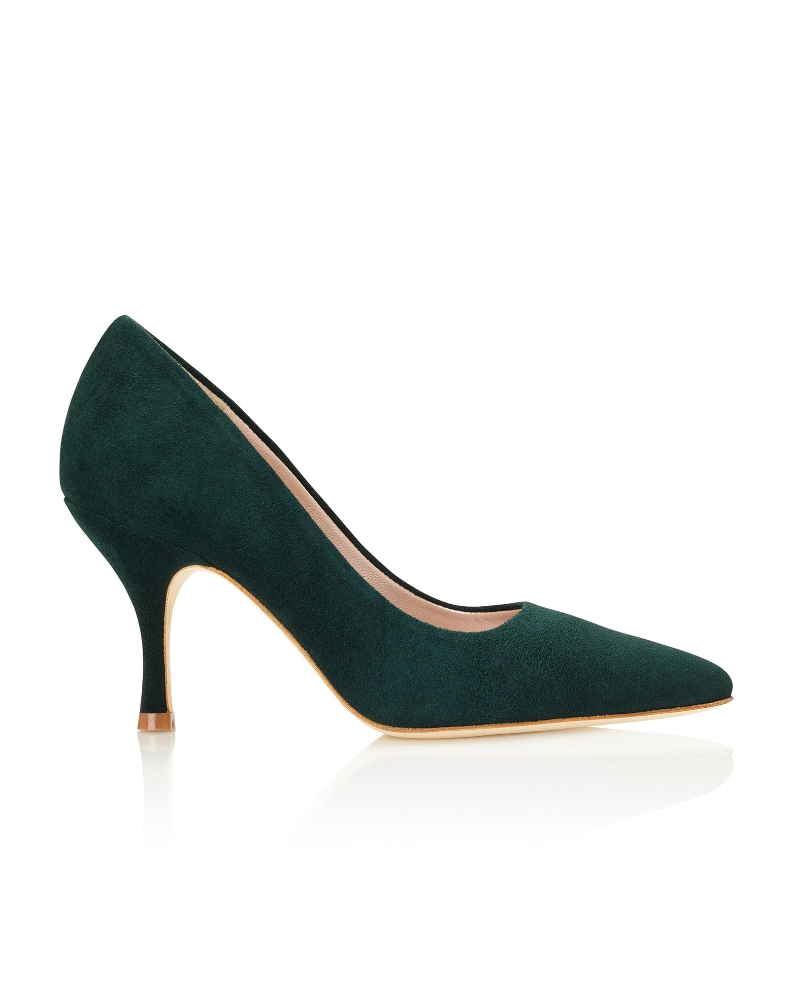 Olivia Greenery Fashion Shoe Rich Green Suede Court Shoe  image