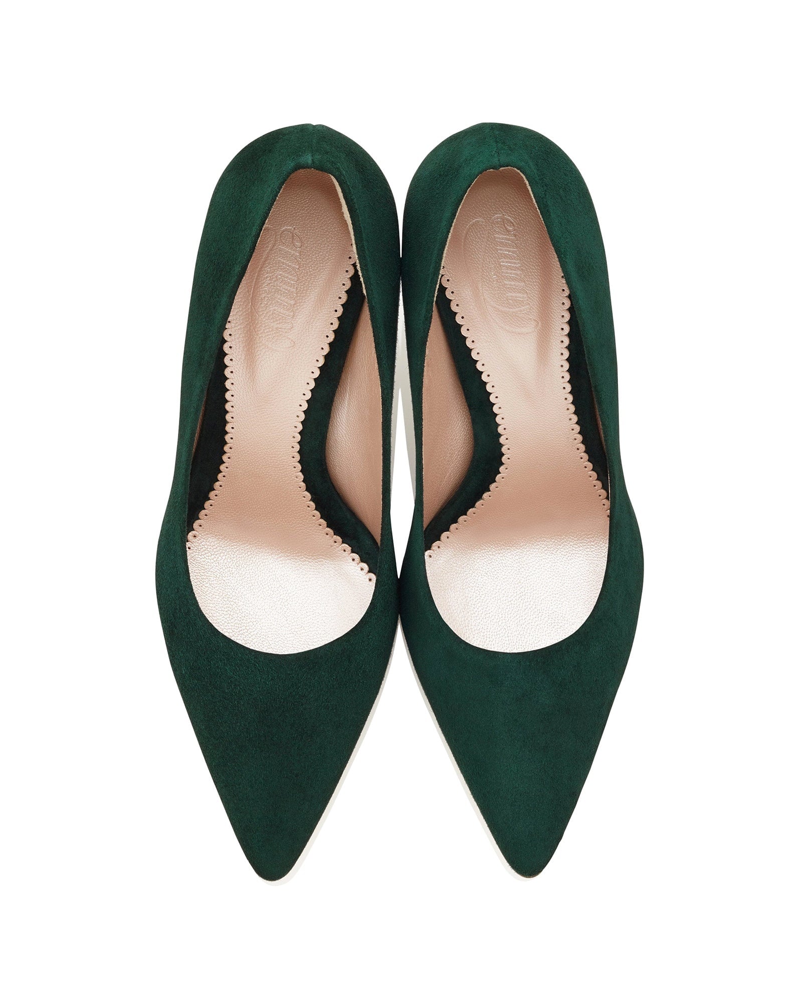 Olivia Greenery Fashion Shoe Rich Green Suede Court Shoe  image