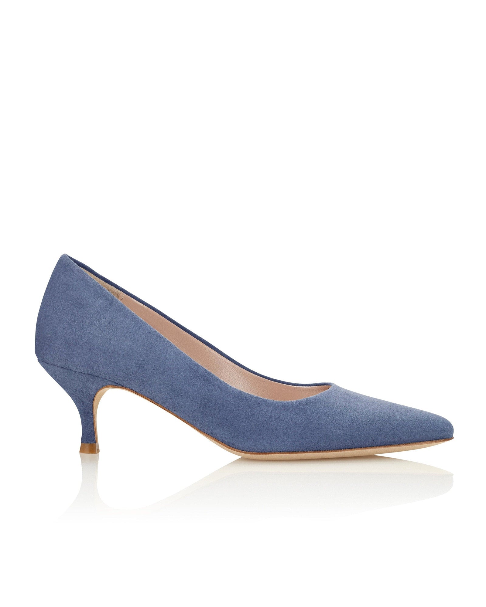 Olivia Kitten Riviera Fashion Shoe Blue-Grey Suede Pointed Kitten Heel  image