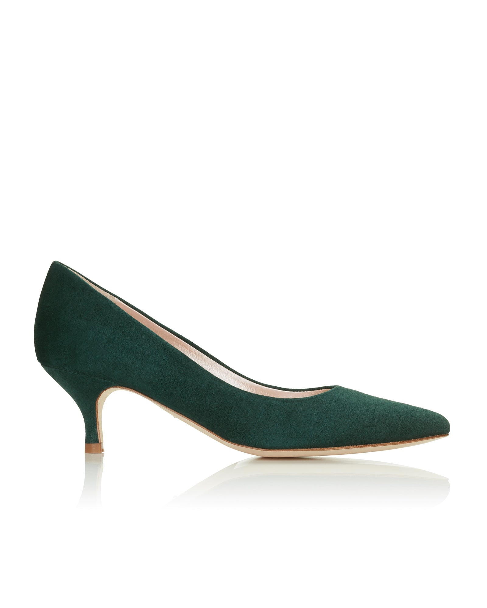 Olivia Kitten Greenery Fashion Shoe Rich Green Suede Court Shoe  image