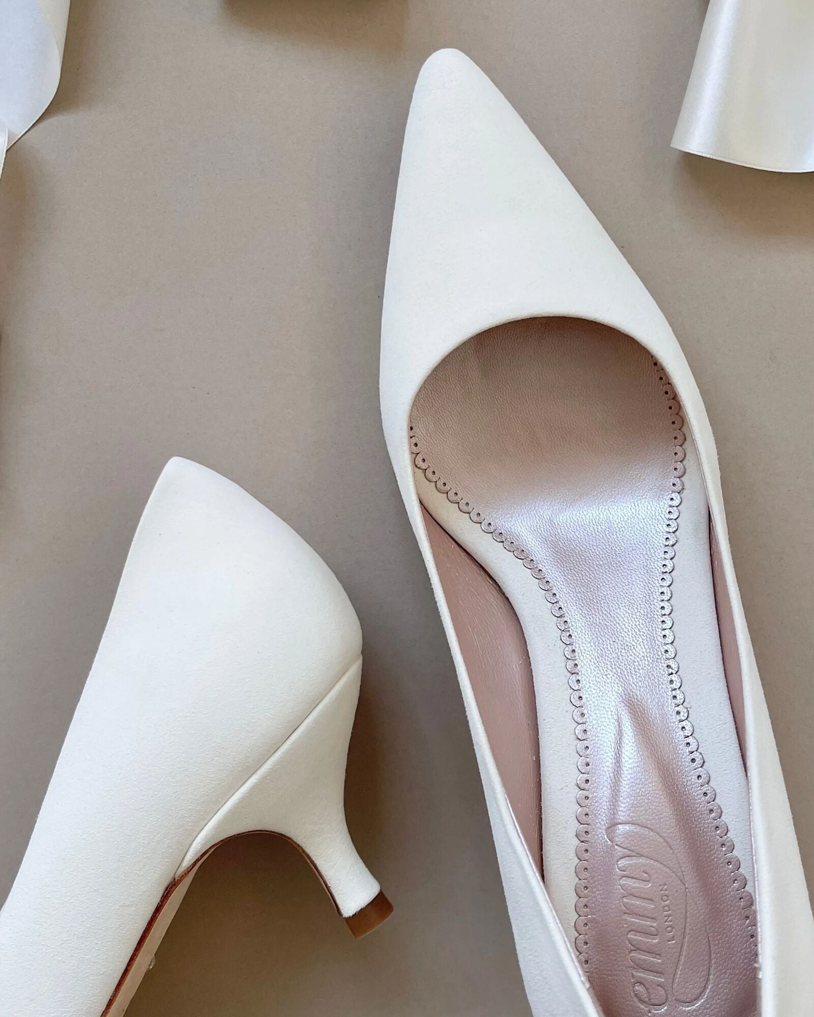 Olivia Low Heel Bridal Shoe Ivory Pointed Court Shoe  image