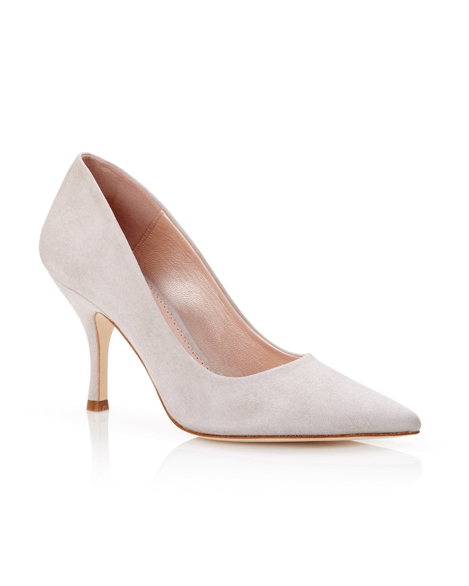 Olivia Vapour Fashion Shoe Light Grey Suede Pointed Court Shoes  image