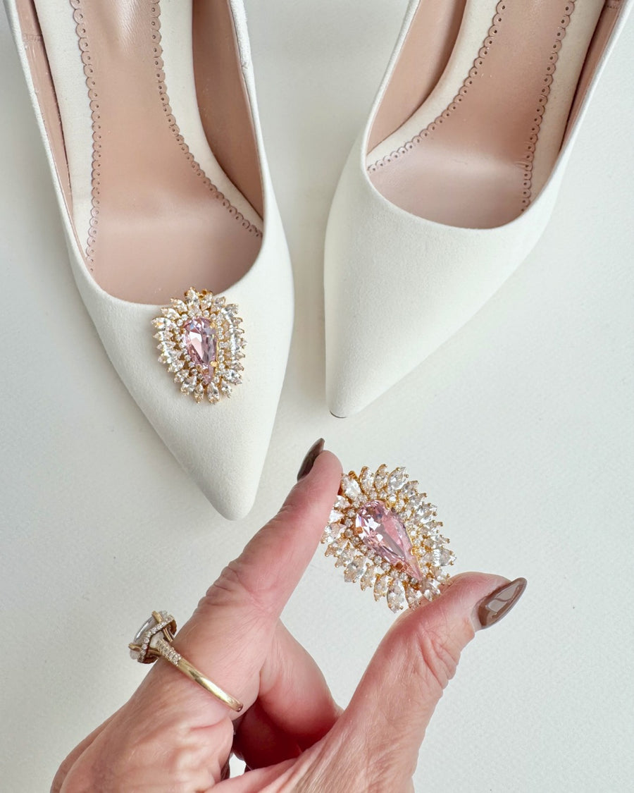 Pear Drop Crystal Pink & Gold image