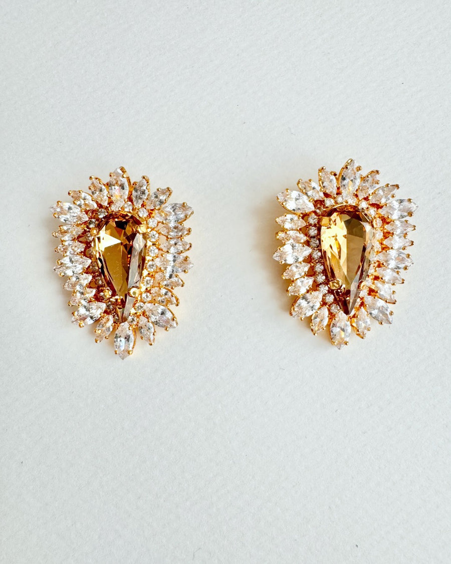 Pear Drop Crystal Taupe & Gold image