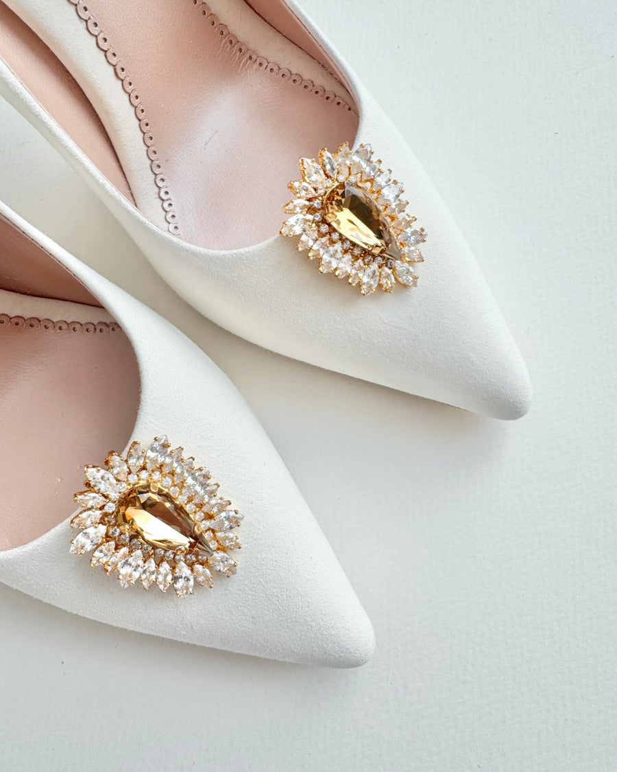 Pear Drop Crystal Taupe & Gold image