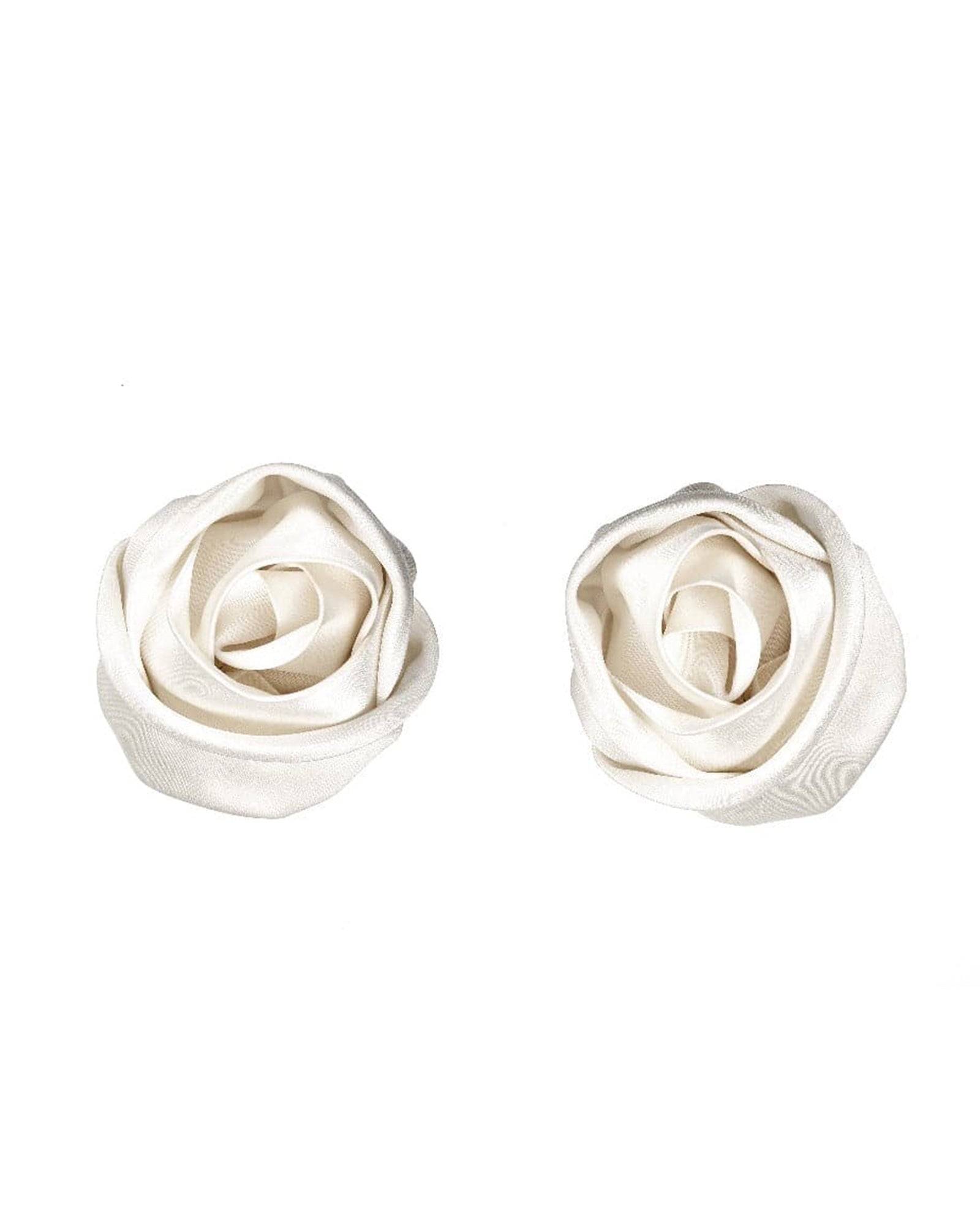 Ivory Ruched Rose Shoe Clips Shoe Clip Duchess Satin Rose Shoe Clips  image