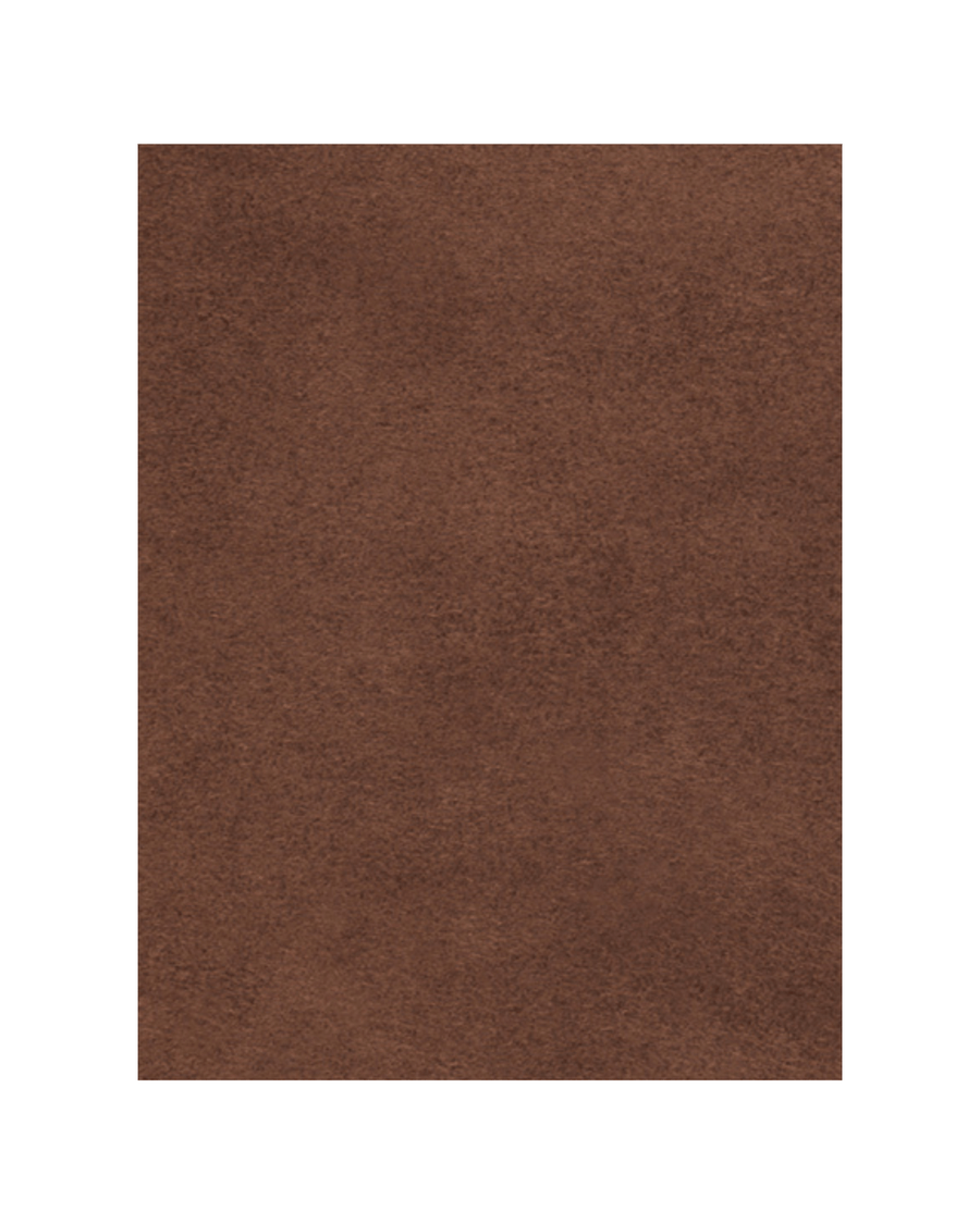 Close-up view of a soft, velvety brown suede material with a uniform color, set against a plain background that emphasizes the texture of the fabric. image