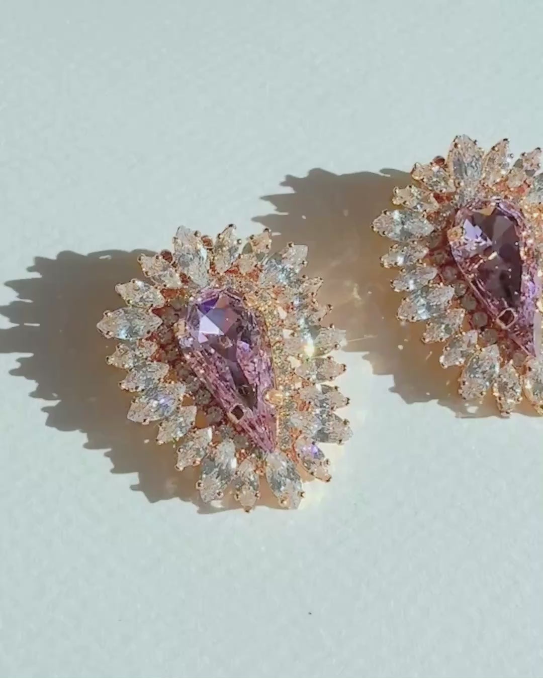 Pear Drop Crystal Pink & Gold