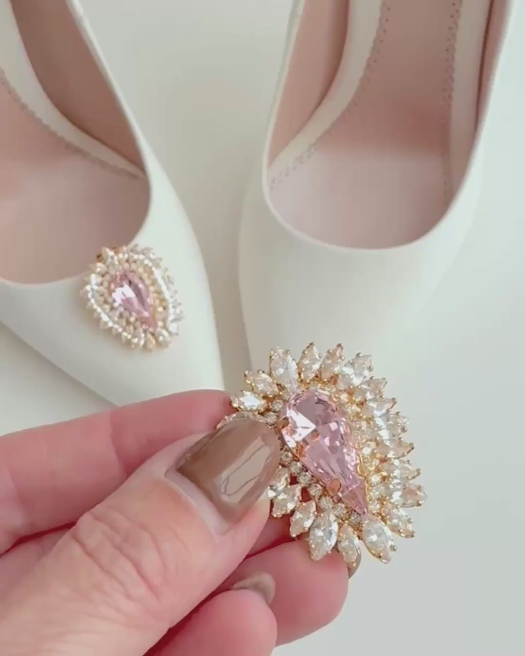 Pear Drop Crystal Pink & Gold