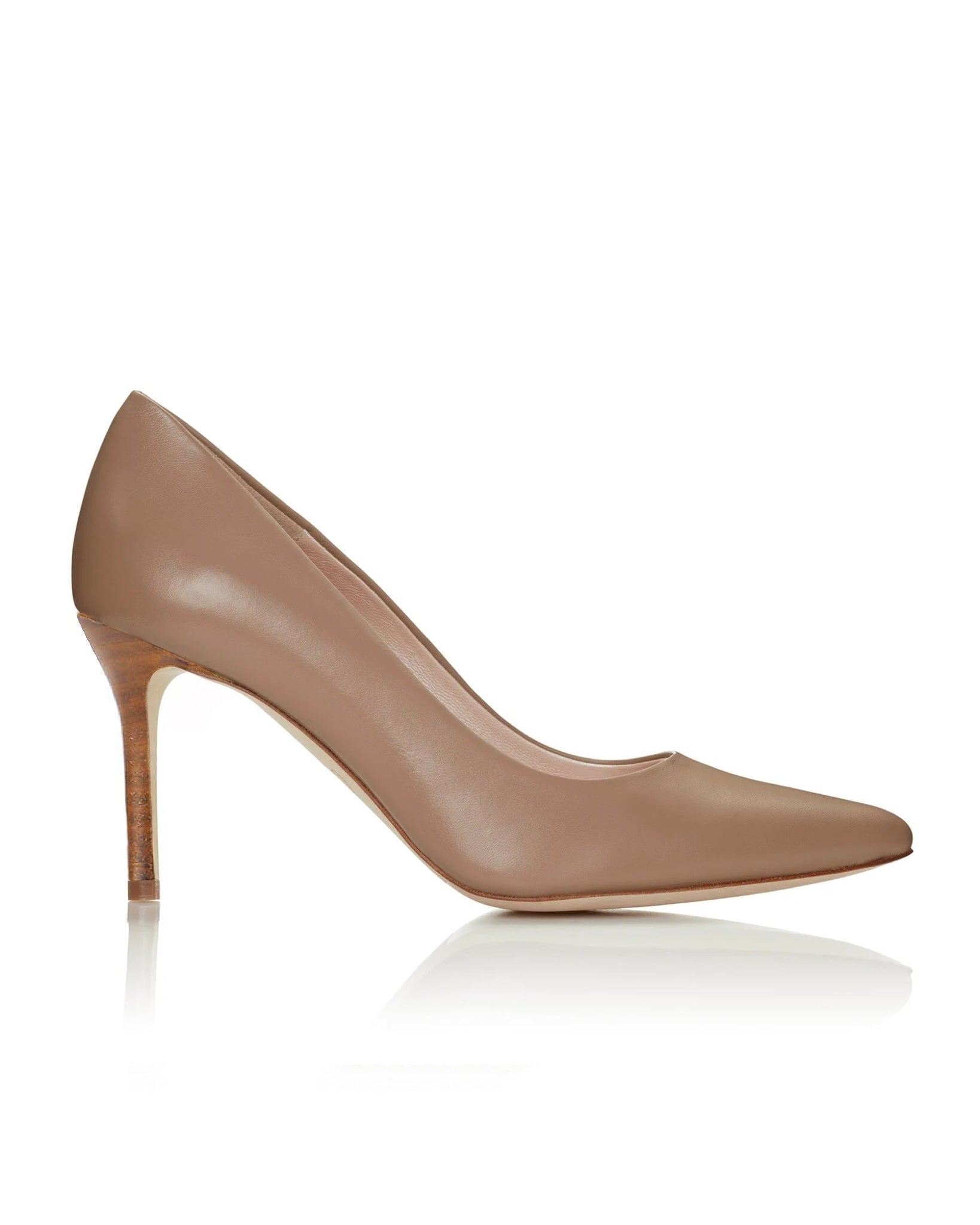 Claudia Mid Heel Fashion Shoe Nude Leather Pointed Court Shoe  image