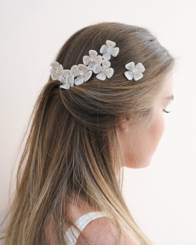 Blush Secret Garden Pins Bridal Hair Accessory Beaded Bridal Flower Pins 
