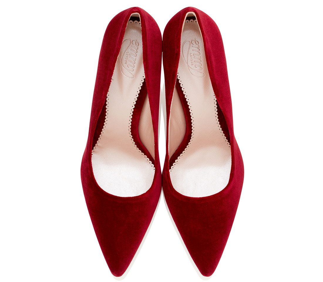 Rebecca Velvet Burgundy Fashion Shoe Velvet Pointed High Heel Court