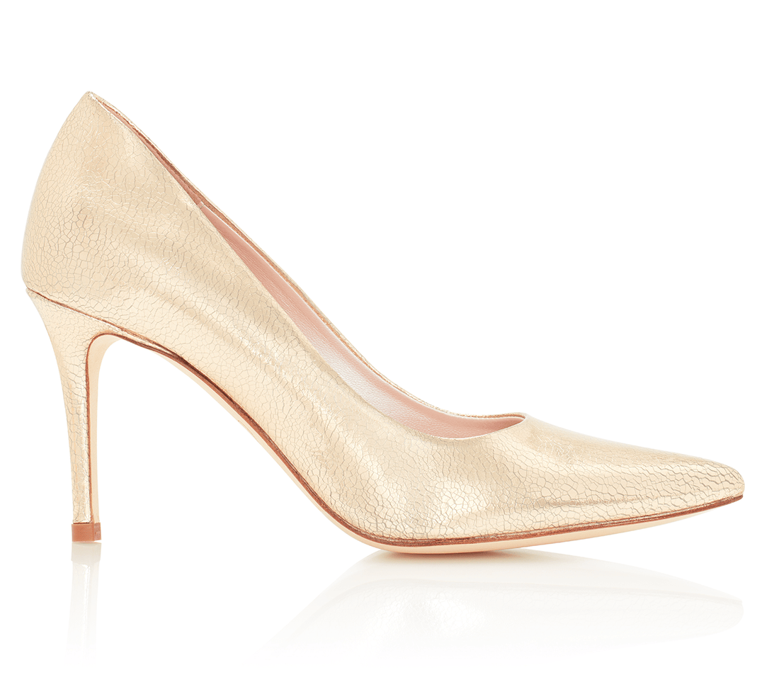 Claudia Metallic Gold Fashion Shoe Gold Leather Court Shoe