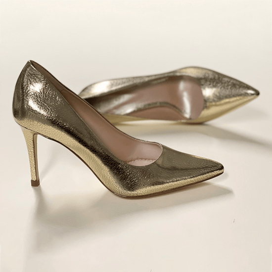 Claudia Metallic Gold Fashion Shoe Gold Leather Court Shoe