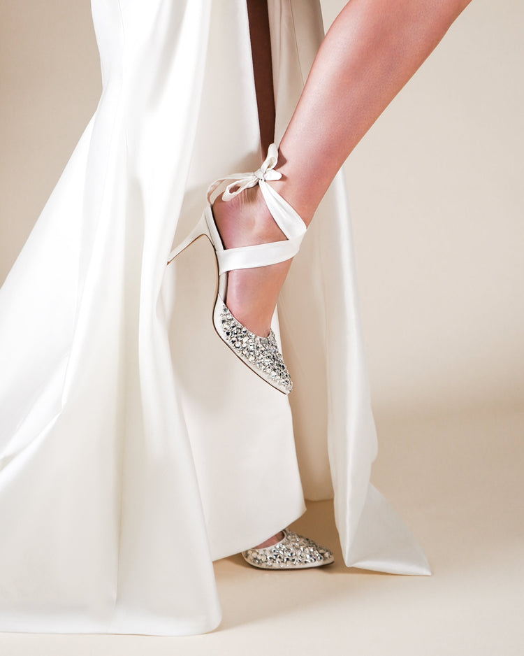Colette Crystal Bridal Shoe Ivory Pointed Bridal Mule