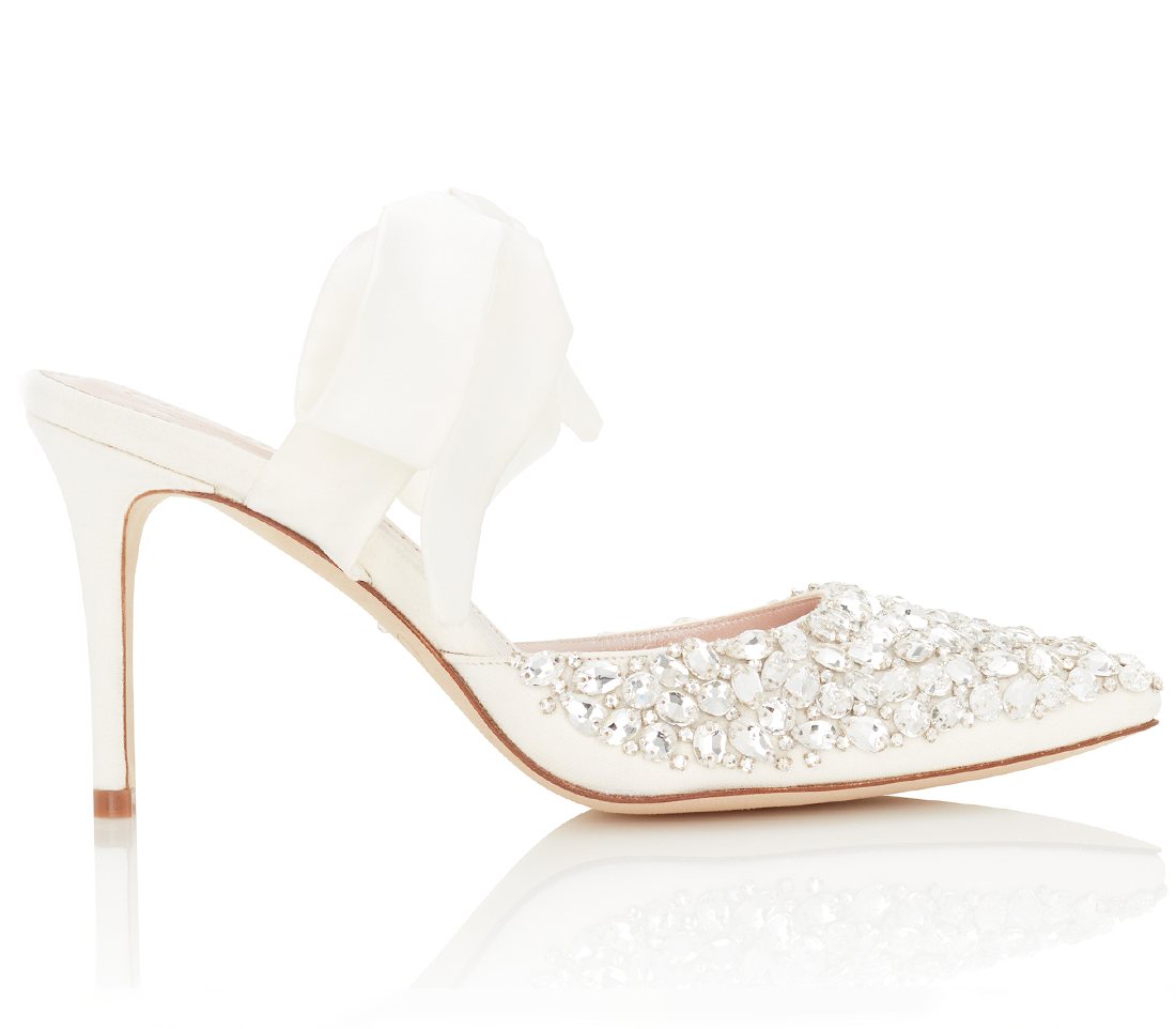 Colette Crystal Bridal Shoe Ivory Pointed Bridal Mule
