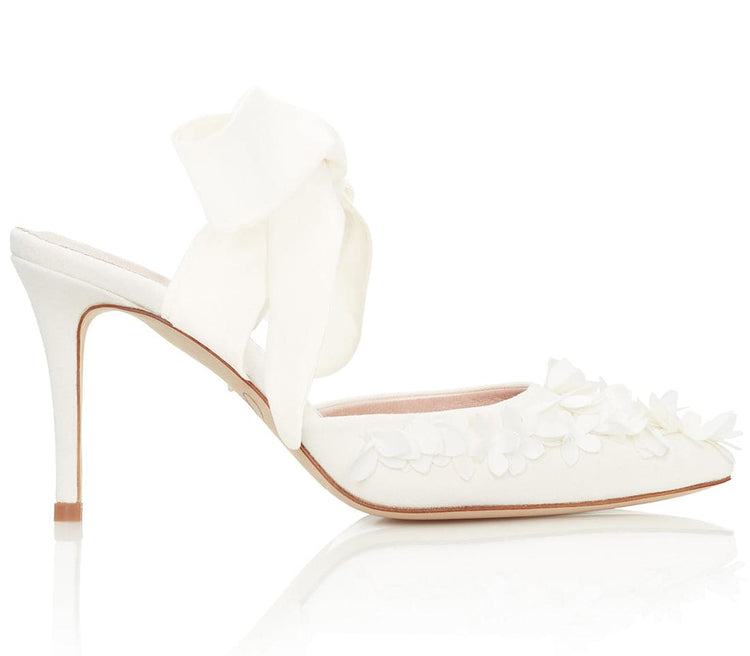 Colette Petal Bridal Shoe Overlay Ivory Pointed Bridal Mule