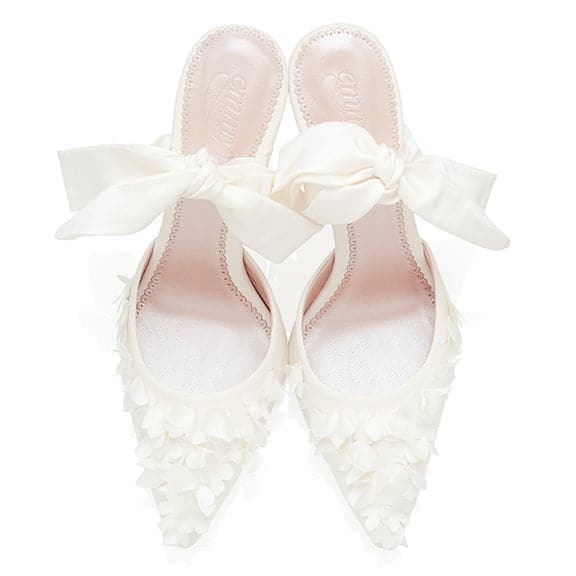 Colette Petal Bridal Shoe Overlay Ivory Pointed Bridal Mule