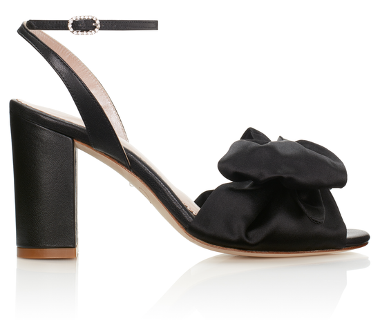 Faye Jet Fashion Shoe Black Block Heel Shoe With Bow