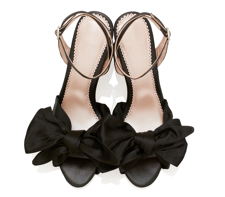 Faye Jet Fashion Shoe Black Block Heel Shoe With Bow