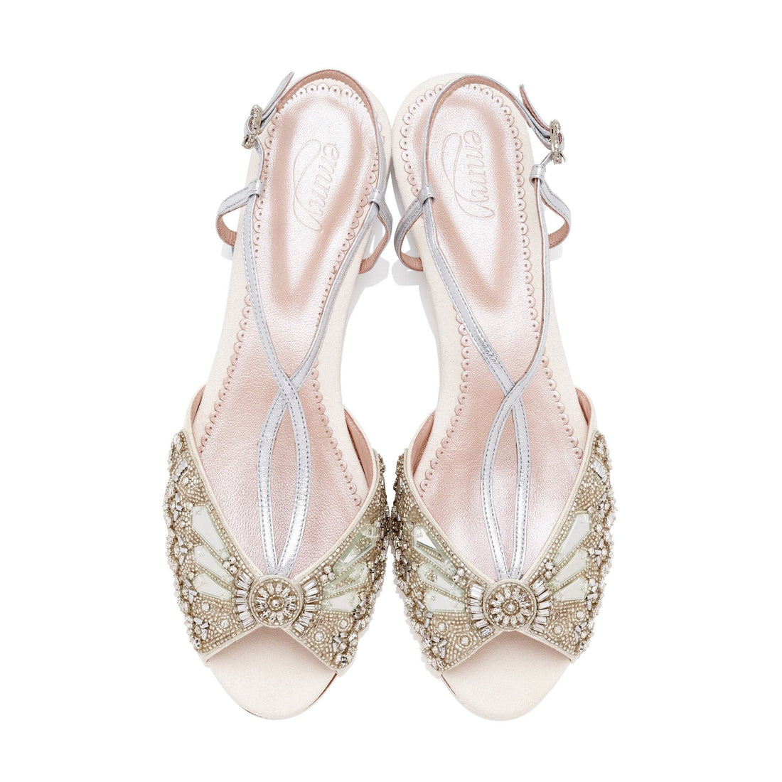 Jude Silver Bridal Shoe Ivory Flat Sparkly Sandals