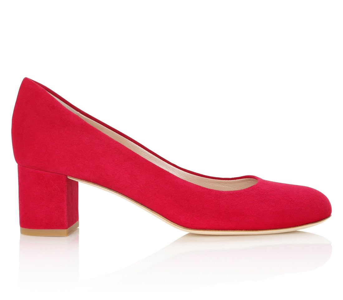 Mia Kitten Lipstick Fashion Shoe Block Heel Red Court Shoe